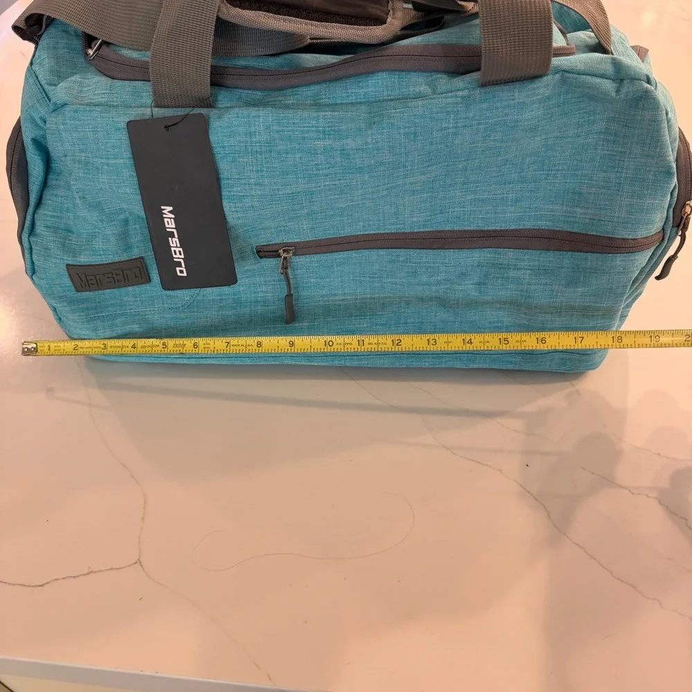 MarsBro Teal Water Resistant Gym Bag Duffel with Shoe Compartment New With Tags